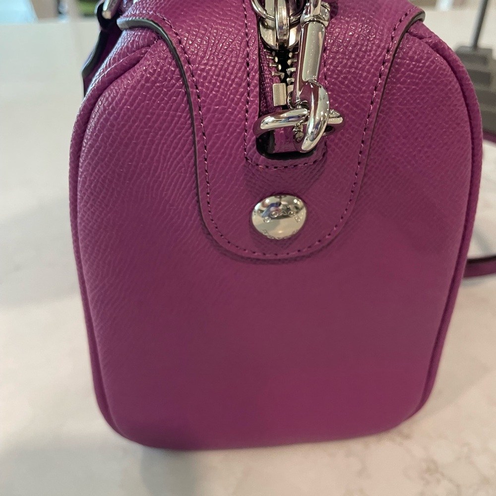 Coach Purple Mini Bennett Satchel with Textured Leather Finish New With COA - Picture 4 of 10